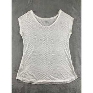 Express White Snake Skin Print Scoop Neck Cap Sleeve Sheer Top Women's Medium